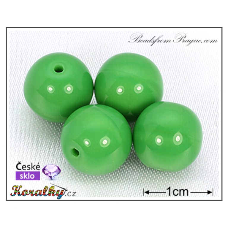 Czech glass pressed bead round 10mm green No.55