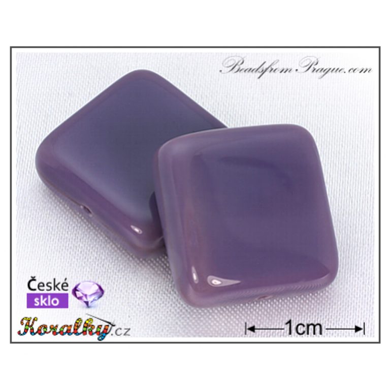 Czech glass pressed bead square 17x17mm purple No.94
