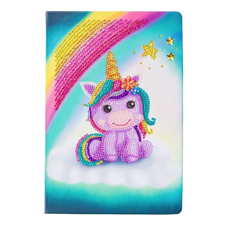 Pictat cu diamante, caiet Unicorn curcubeu