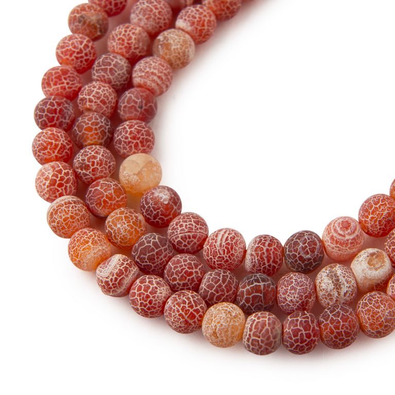 Crackle Red Agate beads matte 6mm