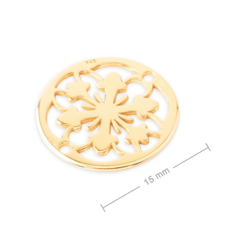 Silver connector rosette gold-plated 15mm No.799