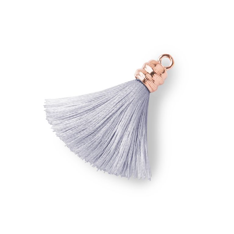 Silver tassel rose gold plated 4cm grey No.1203