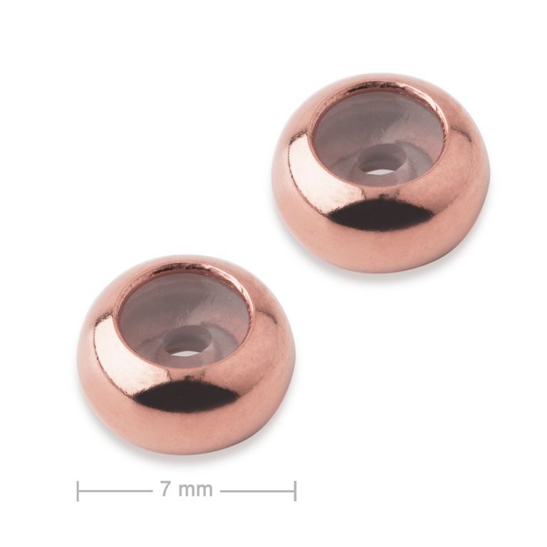 Stoper din argint cu silicon 7x1,5mm placat cu aur roz de 18K nr.727