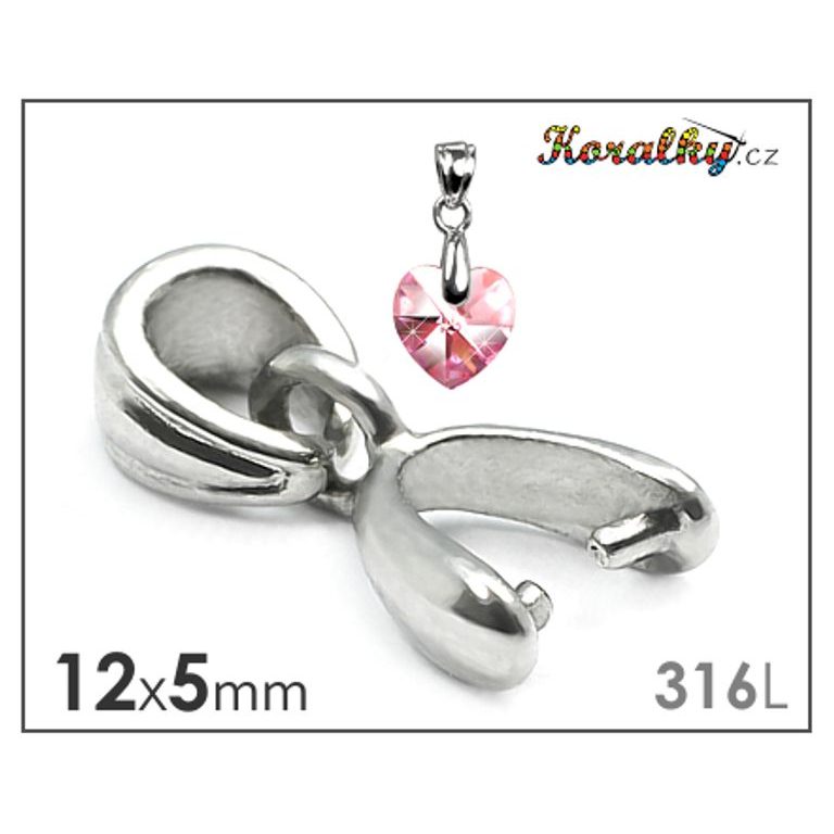 Jewellery pendant bail with loop 316L 12x5 mm