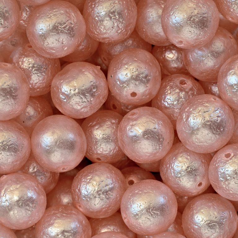 Czech glass pearls etched 14mm pink