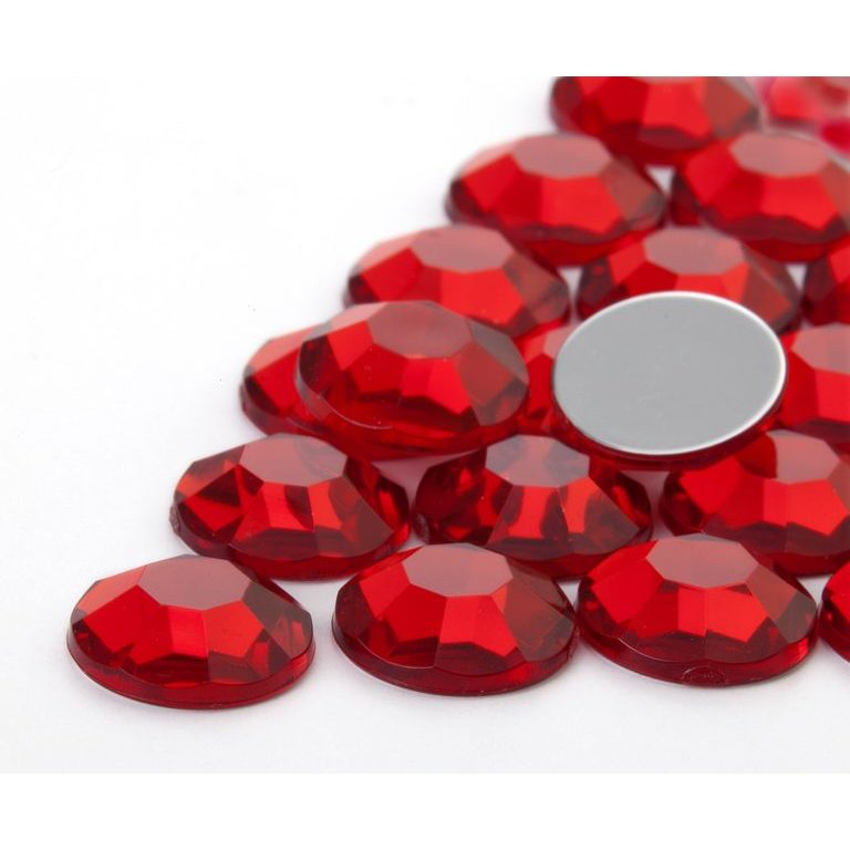 Nalepovací akrylové kameny kulaté 12mm červené