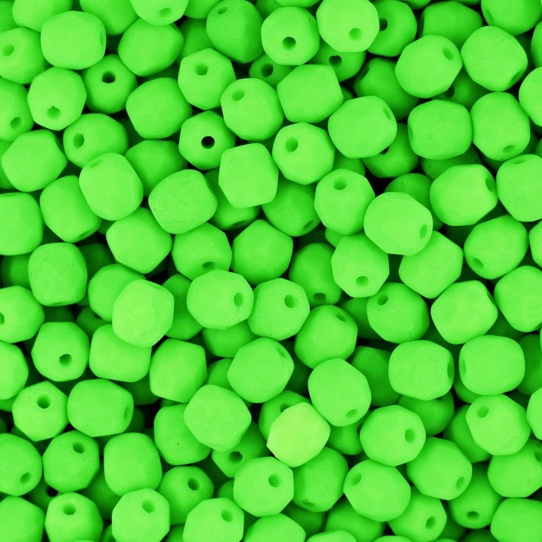 Glass fire polished beads 4mm Neon Green