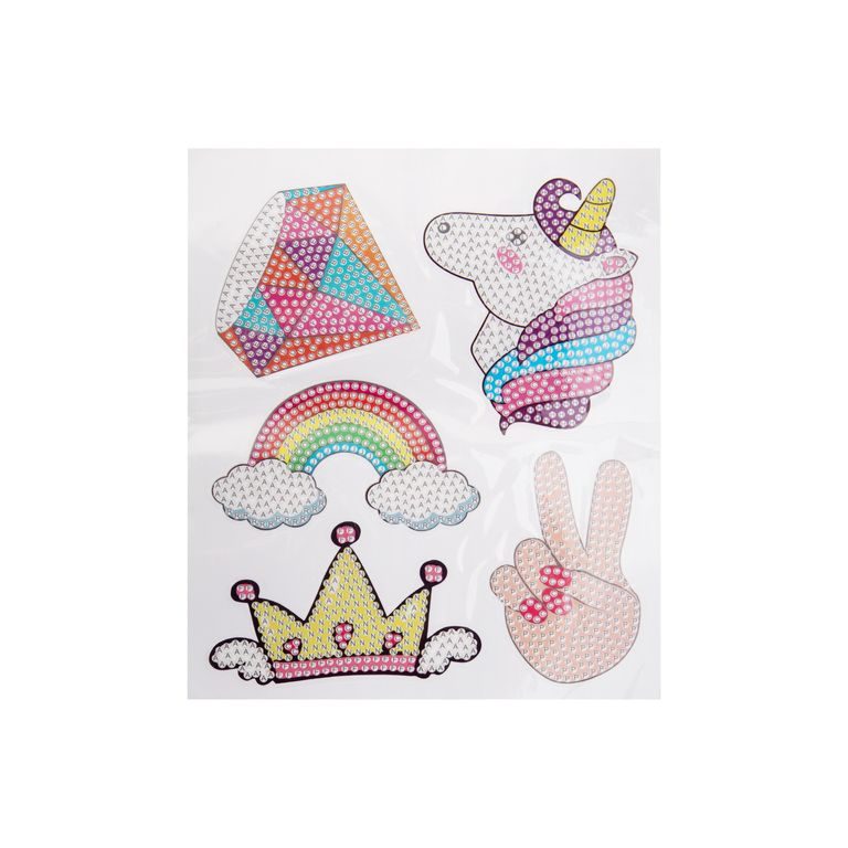 Diamond painting set with unicorn stickers, 6 pieces.