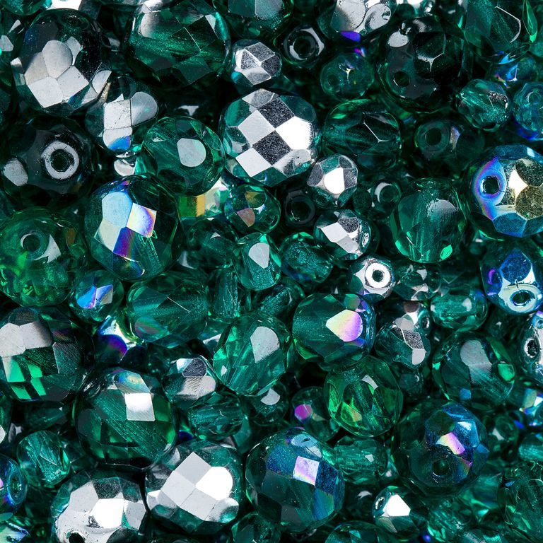 Zmes českých brúsených korálikov Emerald