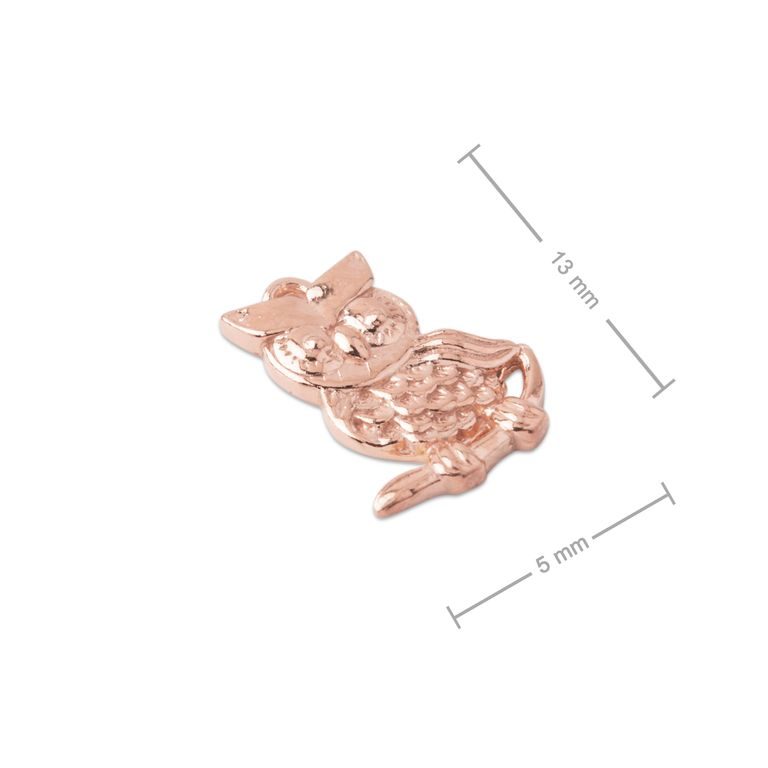 Stříbrný přívěsek sova pozlacený 18K růžovým zlatem č.883