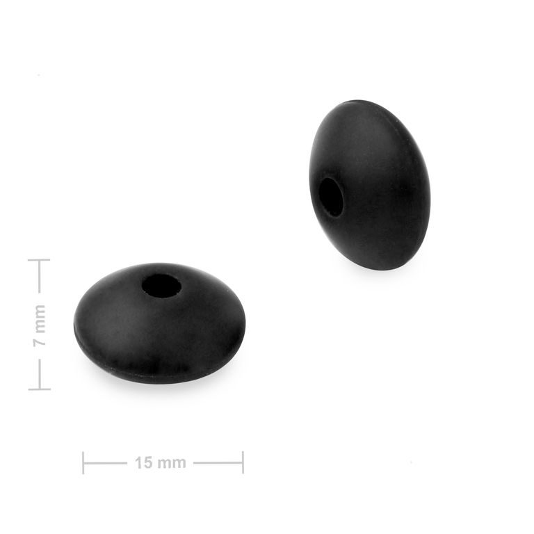 Silikonové korálky lentilky 12x7mm Black