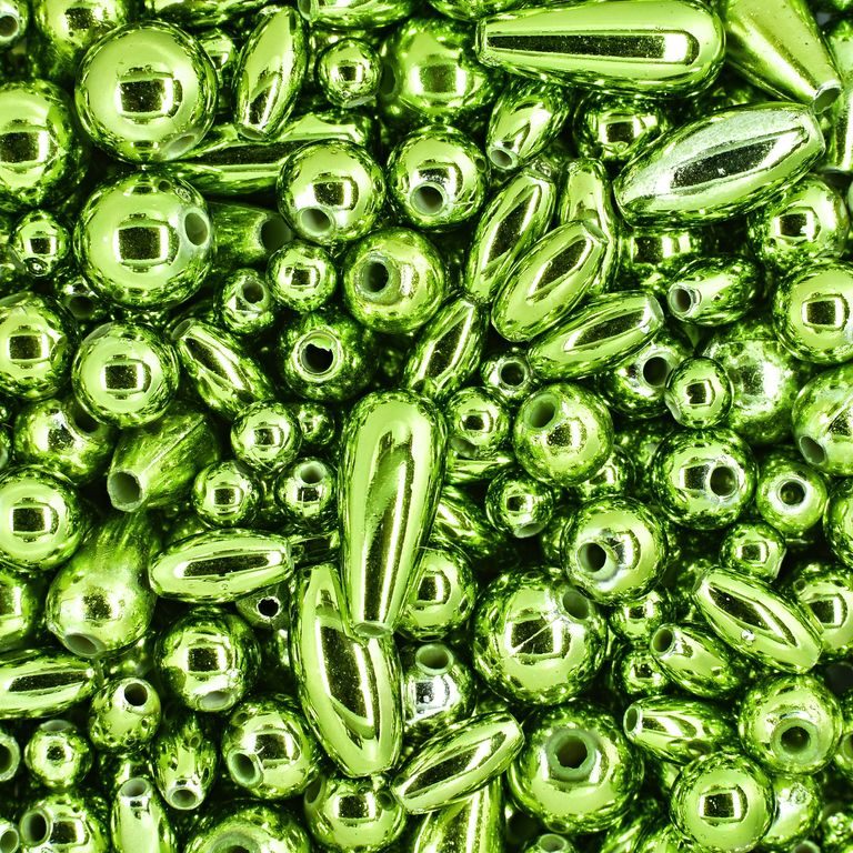 Metallic plastic beads light green