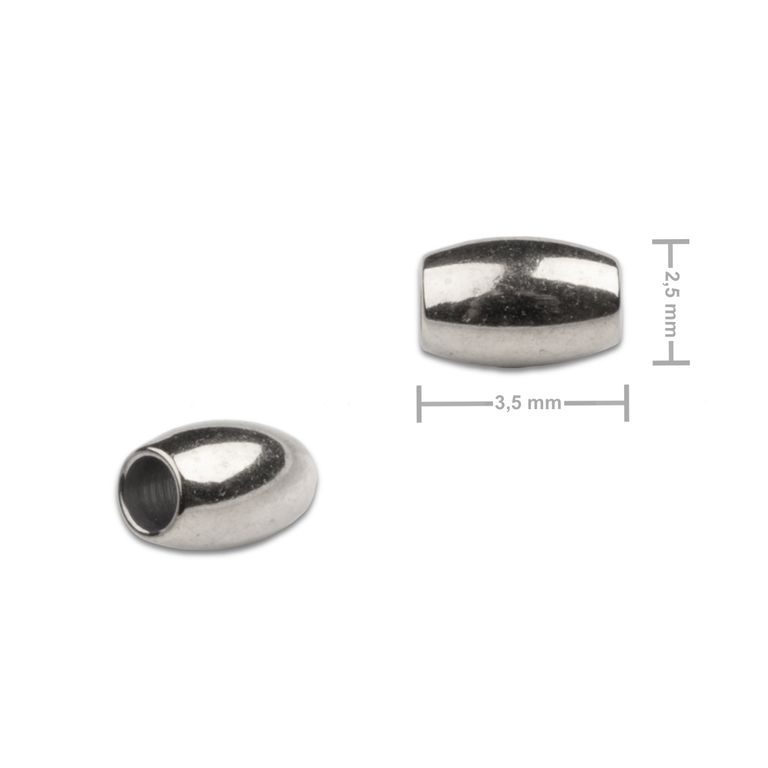 Korálek z chirurgické oceli ve tvaru rýže 2,5 x 3,5 mm