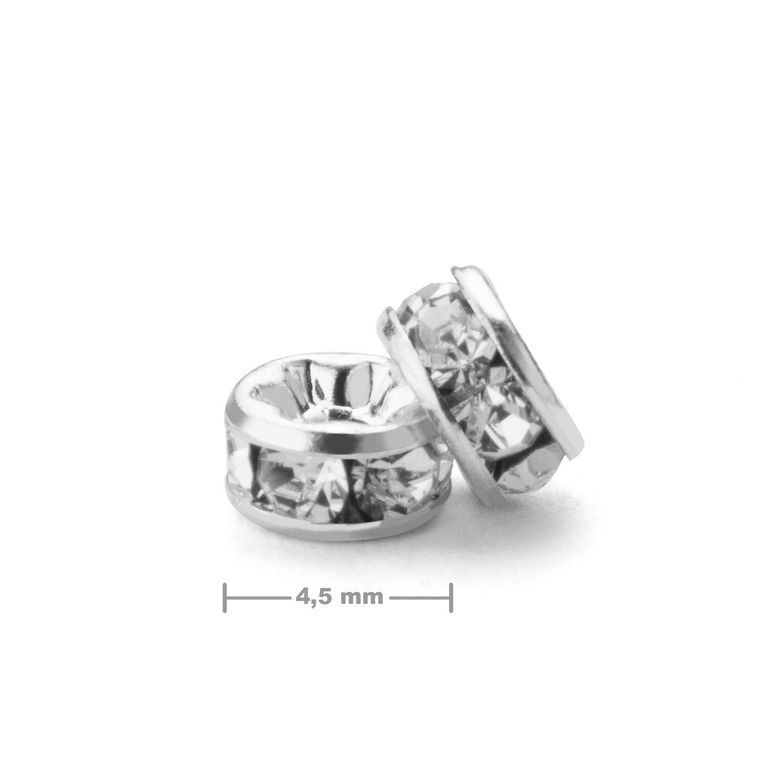 Rondel cu ștrasuri 4,5mm argintiu Crystal