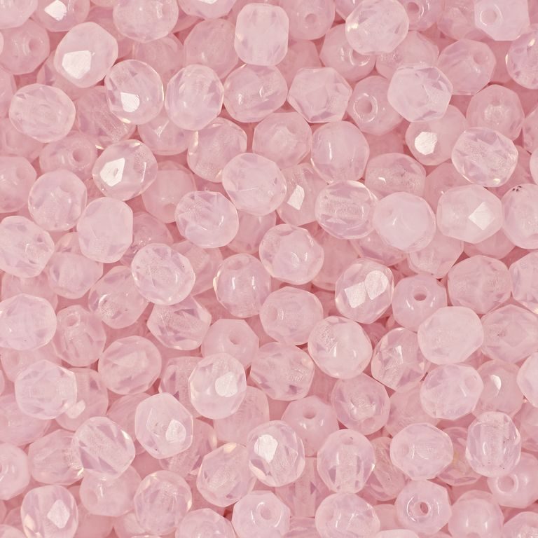 Glass fire polished beads 4mm Milky Light Rose