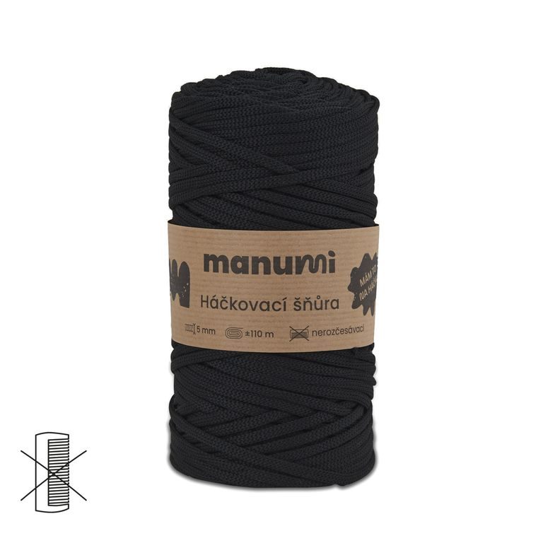 Manumi crochet polyester cord 5 mm black