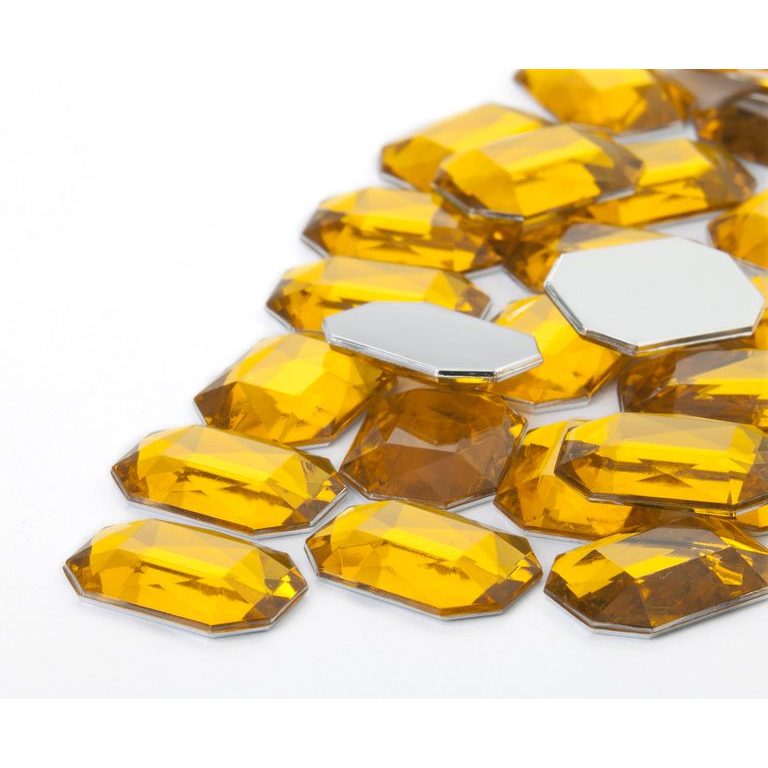 Acrylic glue-on stones octagon 10x14mm yellow