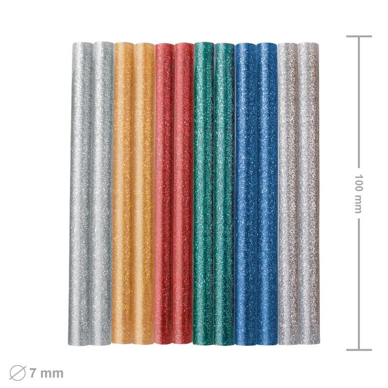 Batoane din silicon cu sclipici pentru pistolul de lipit mix culori 7,2x100mm 12buc