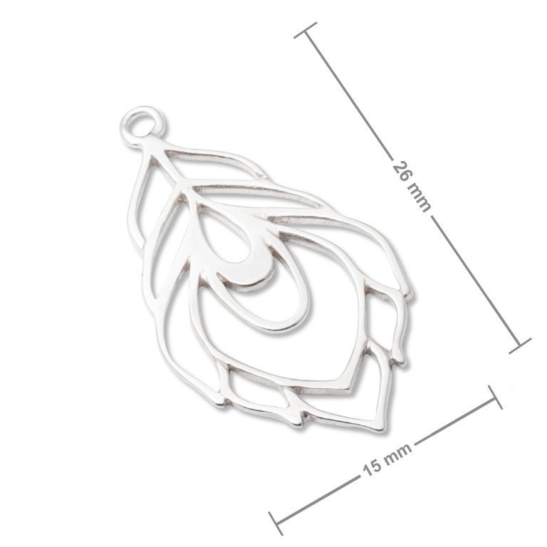 Amoracast přívěsek velké paví peří 26x15 mm stříbrný