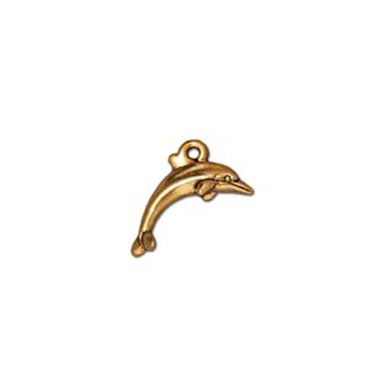 TierraCast pendant Dolphin antique gold