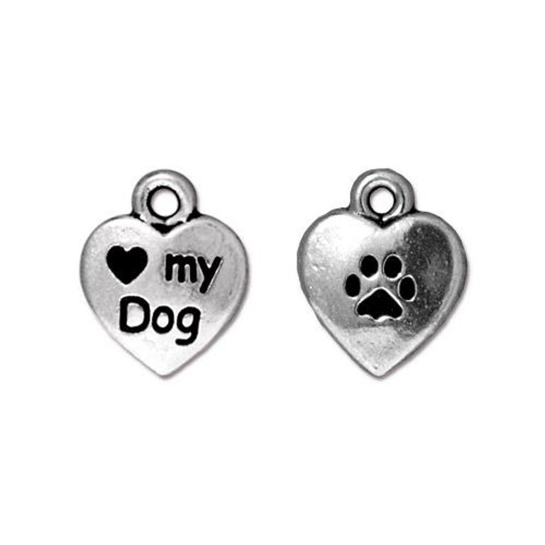 TierraCast pendant Love My Dog antique silver