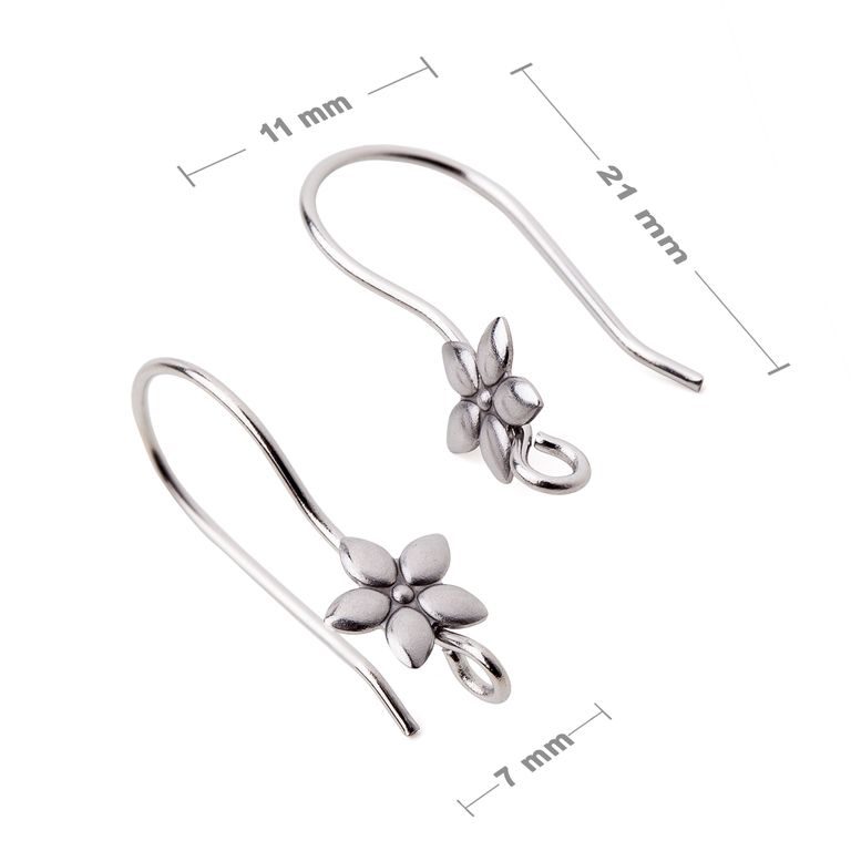 Stainless steel 316L open earring hooks flower 21x11mm