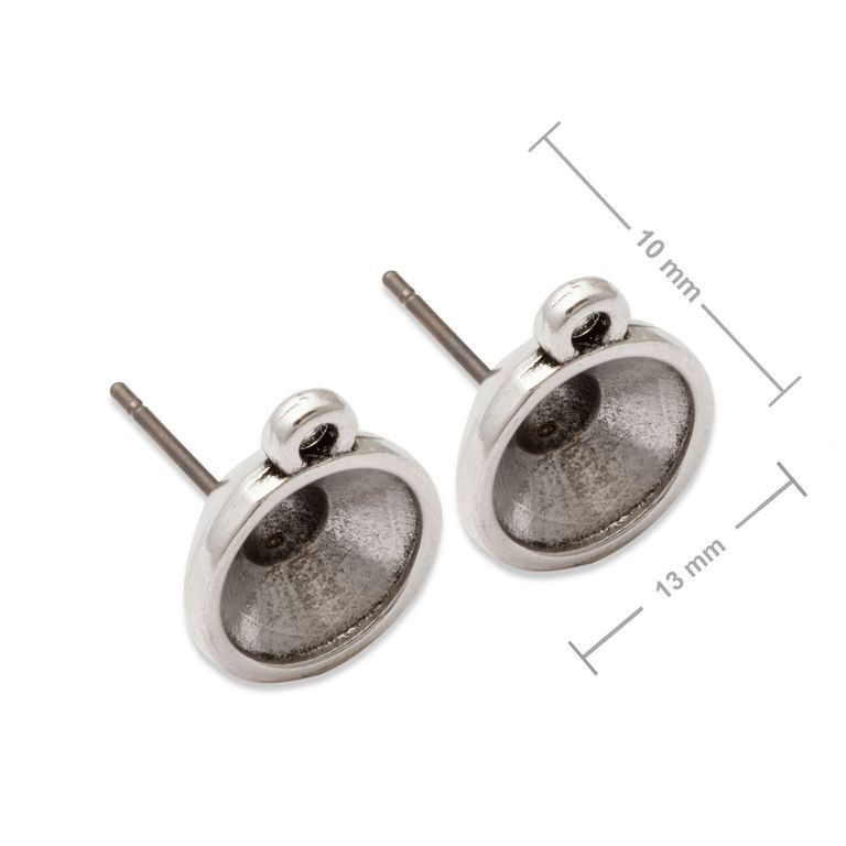 Manumi titanium ear posts with settings for SWAROVSKI 1088 SS39 and with a loop silver-plated