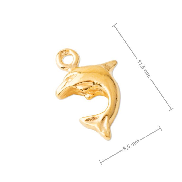 Silver pendant dolphin gold plated No.958