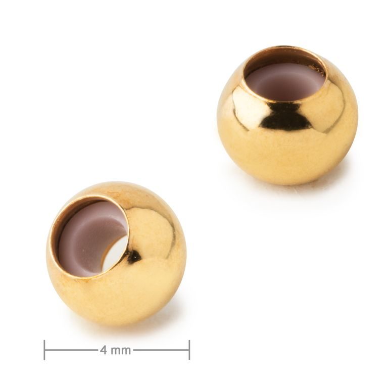 Metal bead with silicone core 4 mm gold