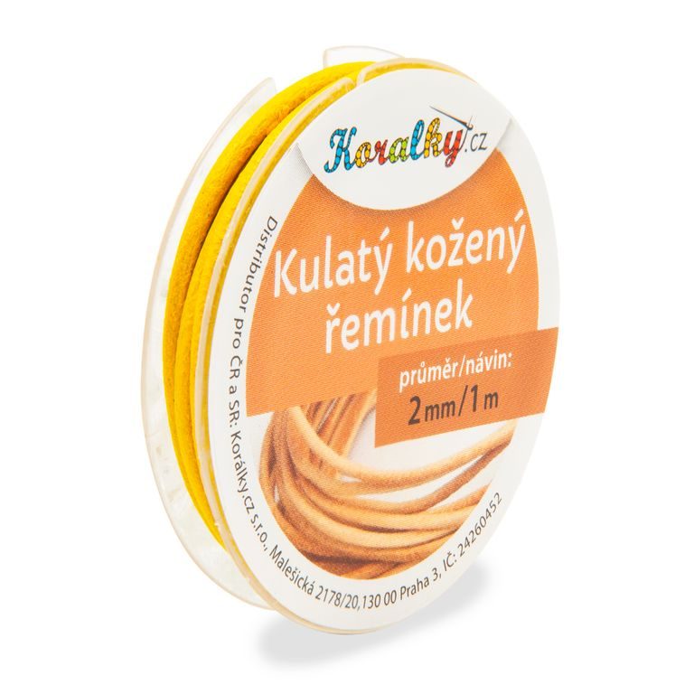 Okrúhly kožený remienok 2mm/1m žltý č.32