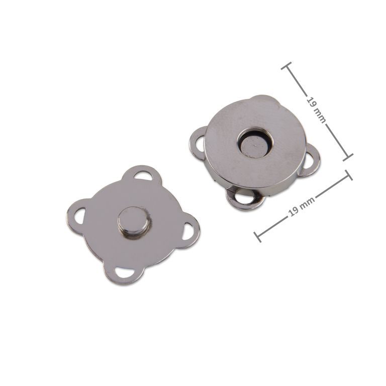 Galantérne magnetické zapínanie 19 x 19 x 5,5 mm vo farbe platiny