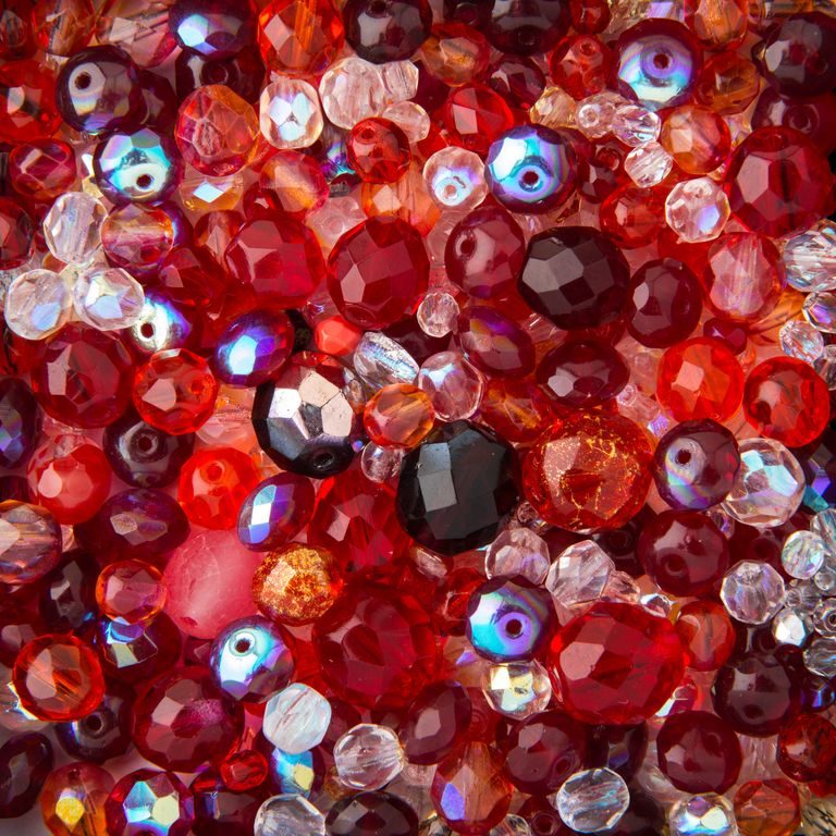 Red fire polished beads mix