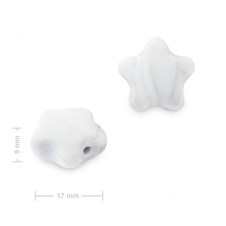 Silikonové korálky hvězdička 17x16x9 mm Grey Marble