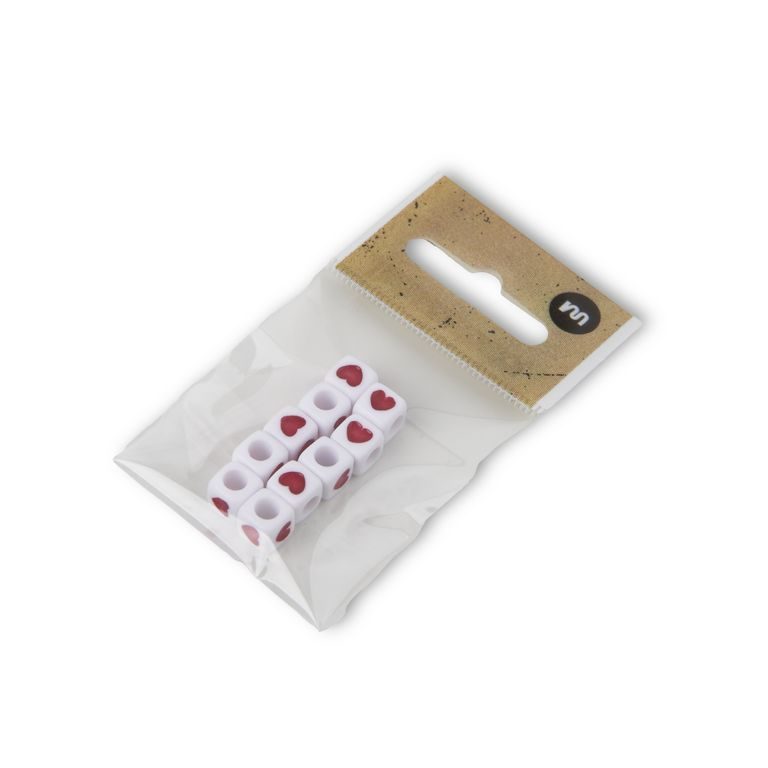 Manumi mărgele albe din plastic 7mm cu inimă