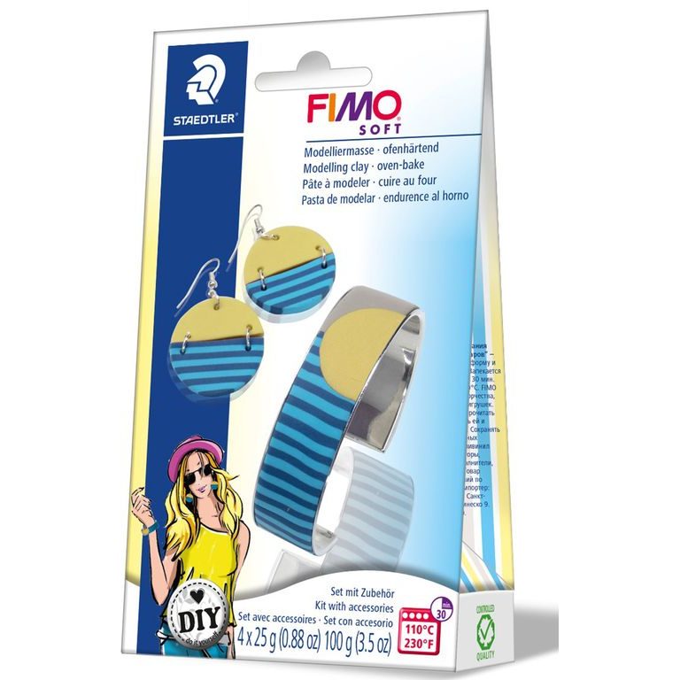 FIMO Soft DIY šperková sada na barevný náramek a náušnice