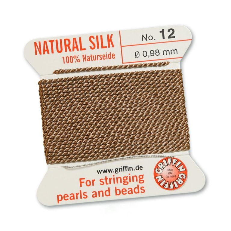 Silk thread with needle 0.98mm/2m beige