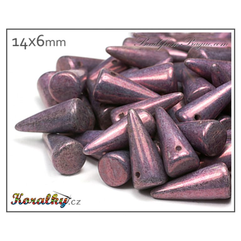 Czech glass spike beads 14x6mm (15726) No.24