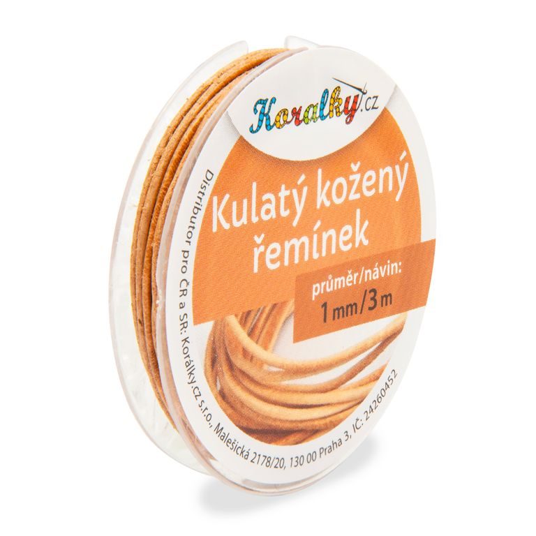 Okrúhly kožený remienok 1mm/3m přírodný č.10