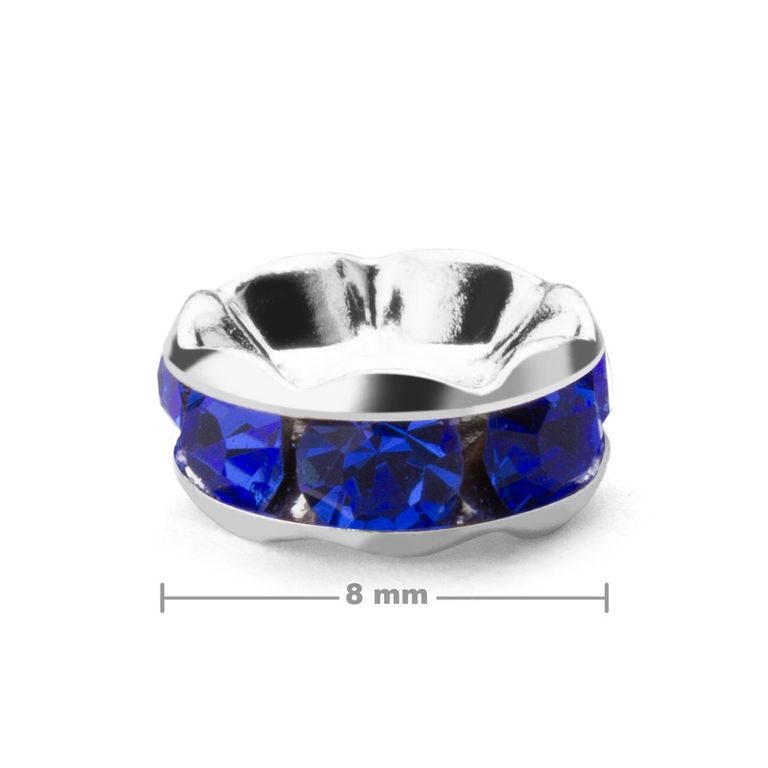 Rondel cu ștrasuri 8mm argintiu Sapphire