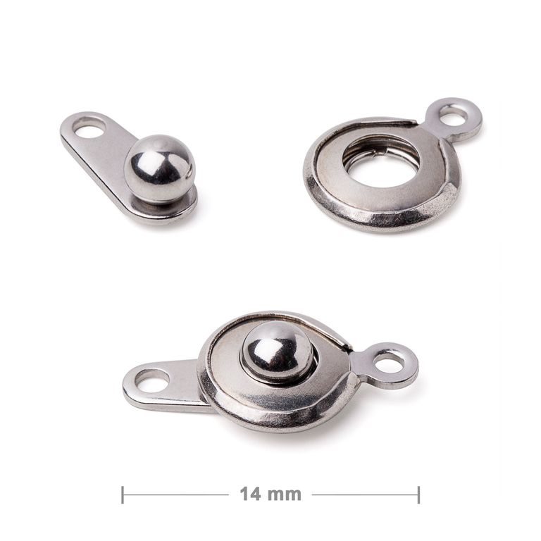 Stainless steel 316L press-stud clasp 14mm