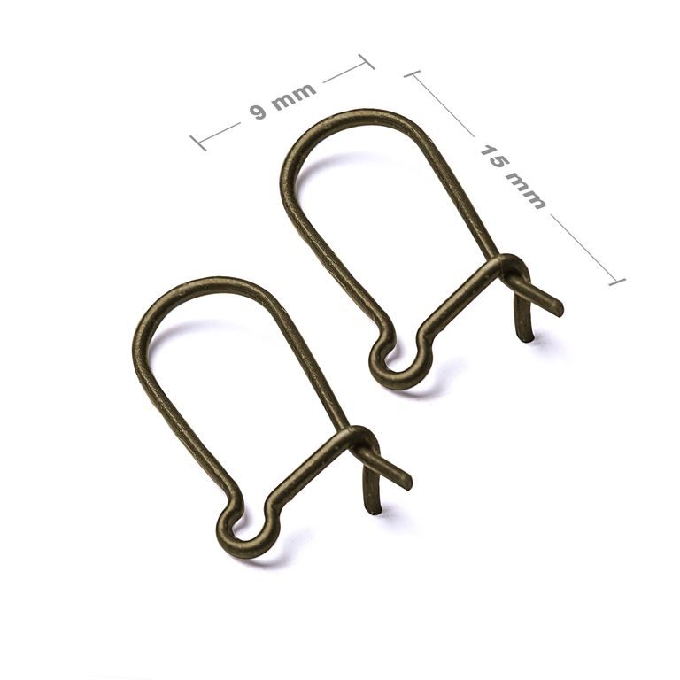 Kidney earring hooks 15x9mm antique brass