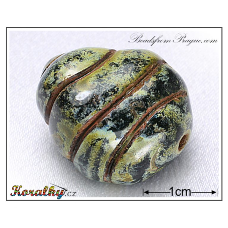 Czech glass Travertin pressed beads No.54