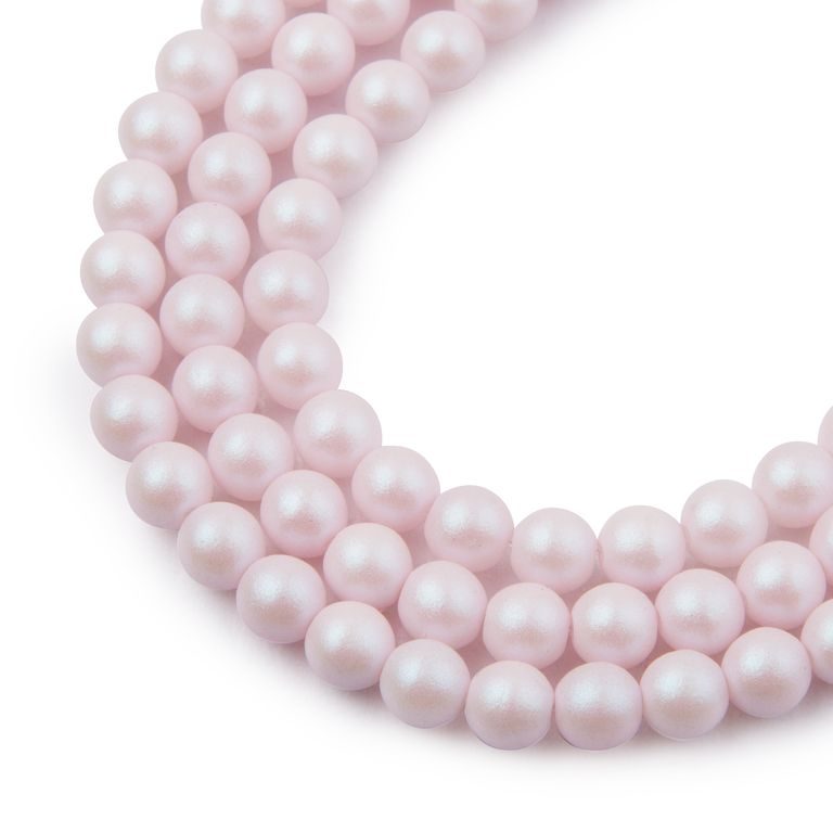 České stláčané korálky Manumi 6 mm pearl pink