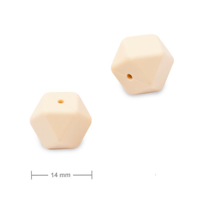 Silikonové korálky hexagon 14 mm Cream
