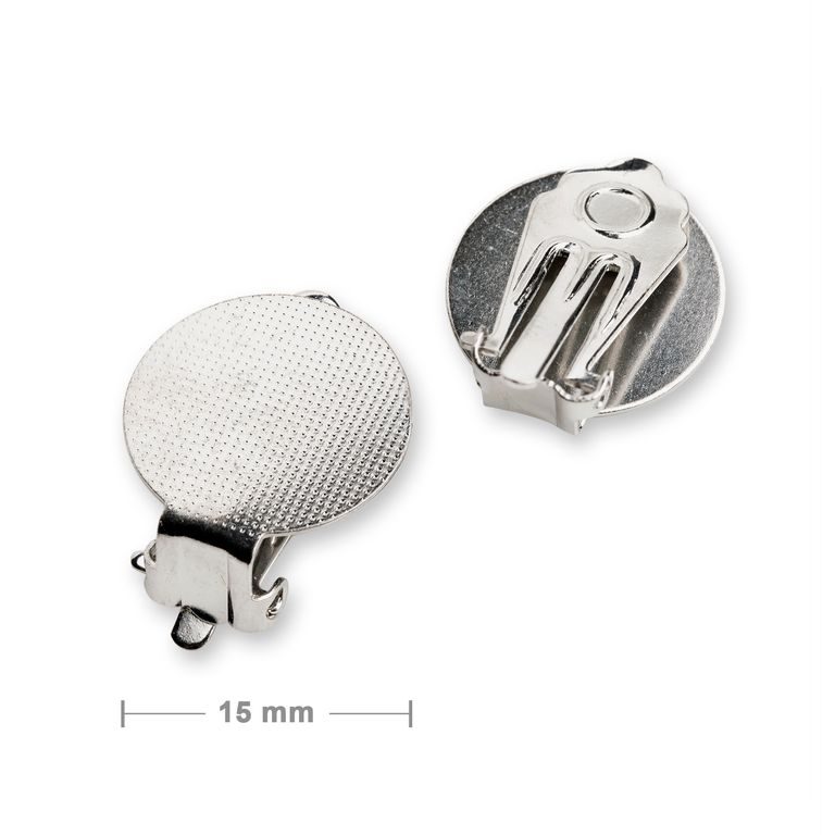 Flat clip on earrings 15mm silver