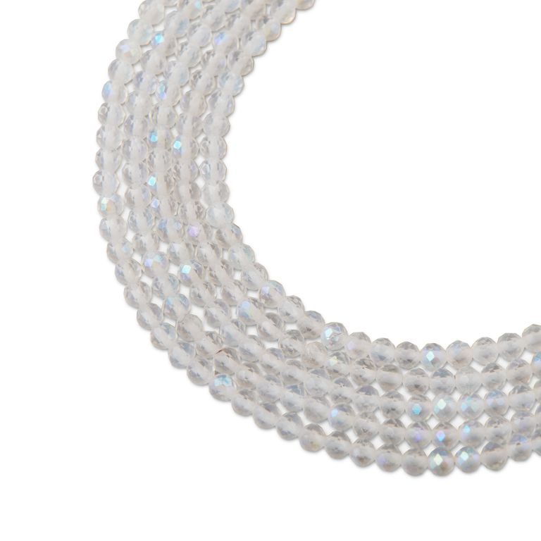 Plated Clear Quartz faceted beads 3mm