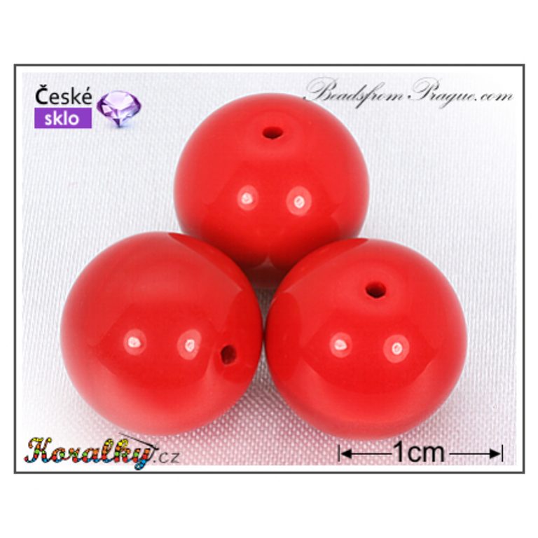 Czech glass pressed bead round 14mm red No.44