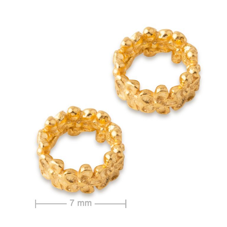 Silver spacer round bead gold-plated 7x3mm No.722