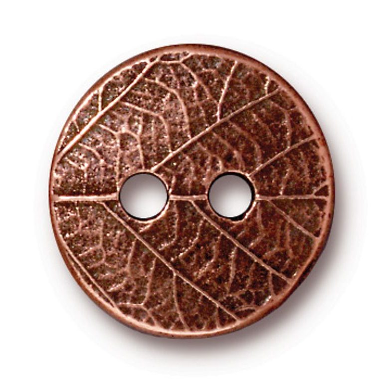 TierraCast button Round Leaf antique copper