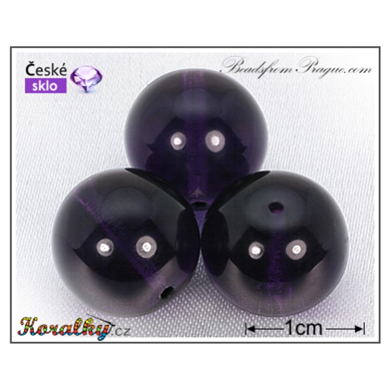 Czech glass pressed bead round 14mm purple transparent No.86